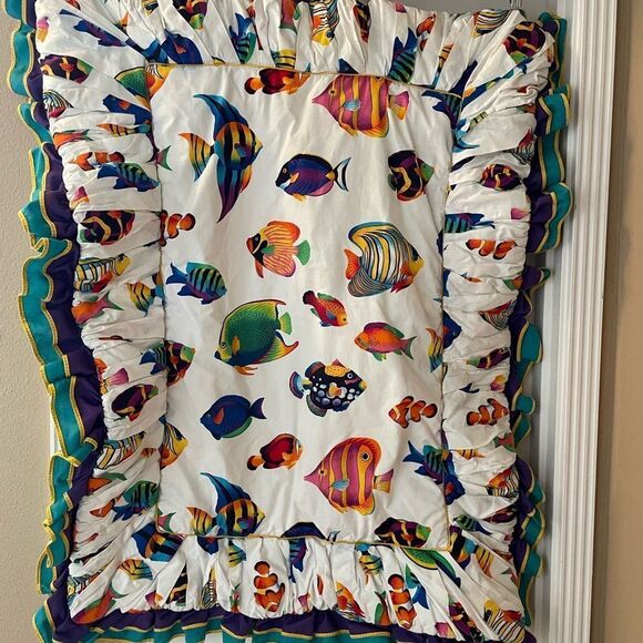 Vintage Simmons Tropical Fish Rainbow Crib Comforter Blanket - Picture 1 of 16
